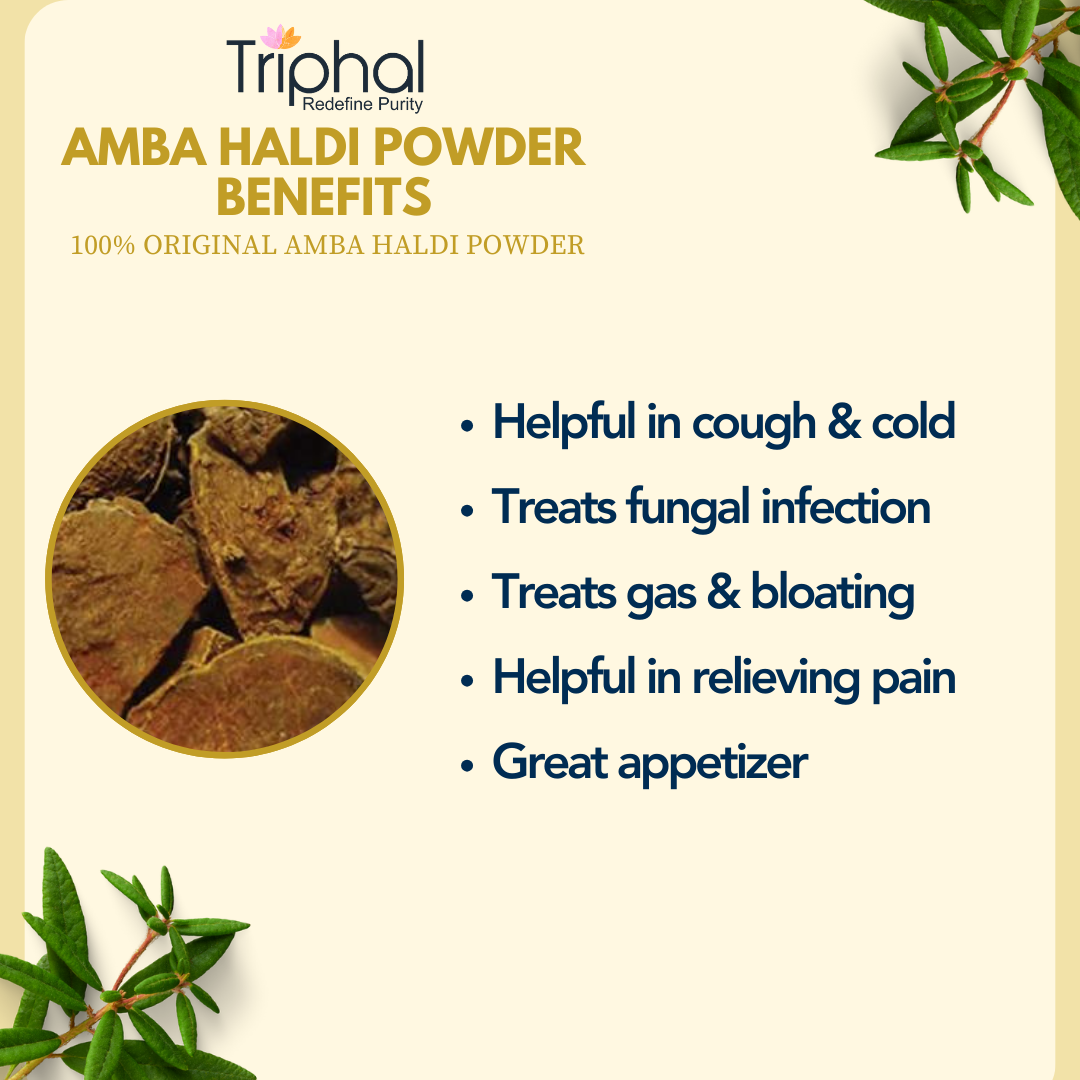 Triphal's Amba Haldi Powder - 100% Pure and Natural Curcuma Amada - Wild Turmeric - Mango Ginger - Aama Haldi shop now