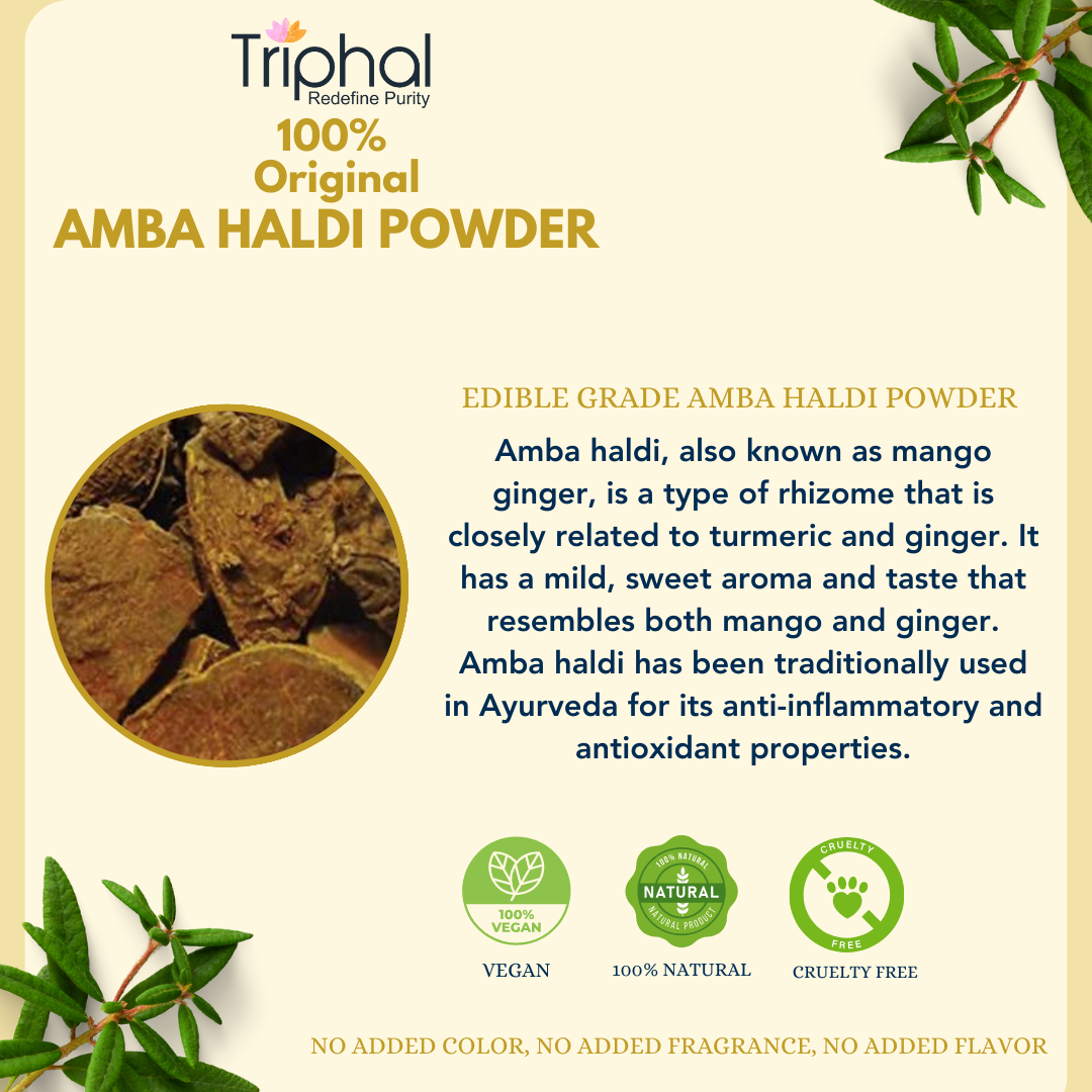 Triphal's Amba Haldi Powder - 100% Pure and Natural Curcuma Amada - Wild Turmeric - Mango Ginger - Aama Haldi buy now