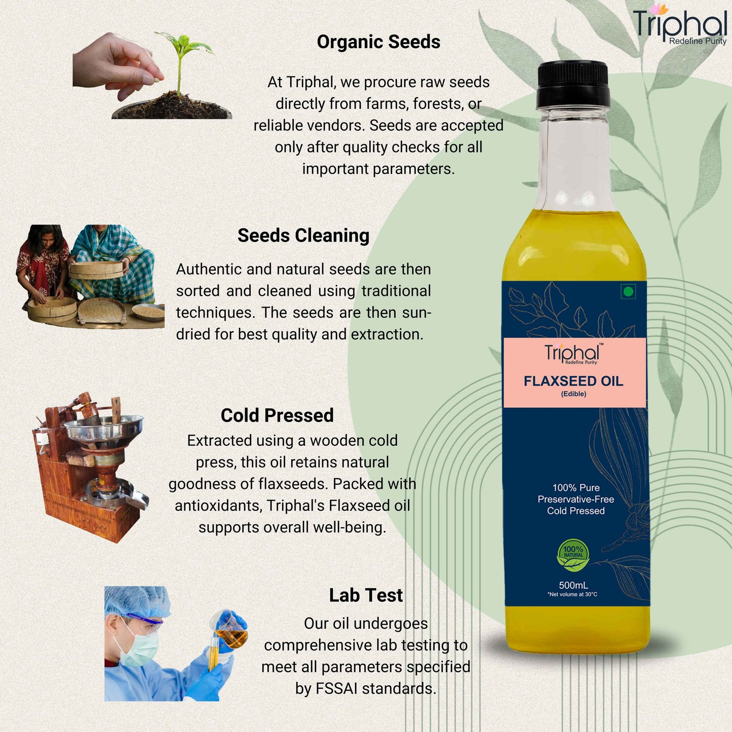 Pure Cold Pressed Flaxseeds / Linseeds Oil | 100% Natural | Edible Alsi Ka Tel