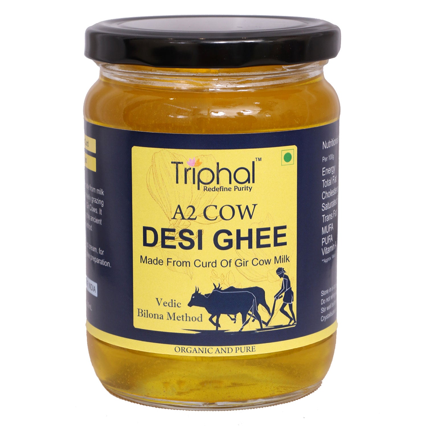 A2 Gir Cow Desi Ghee by Triphal Brand - Fresh Oragnic and Pure Ghee For Taste and wellbeing