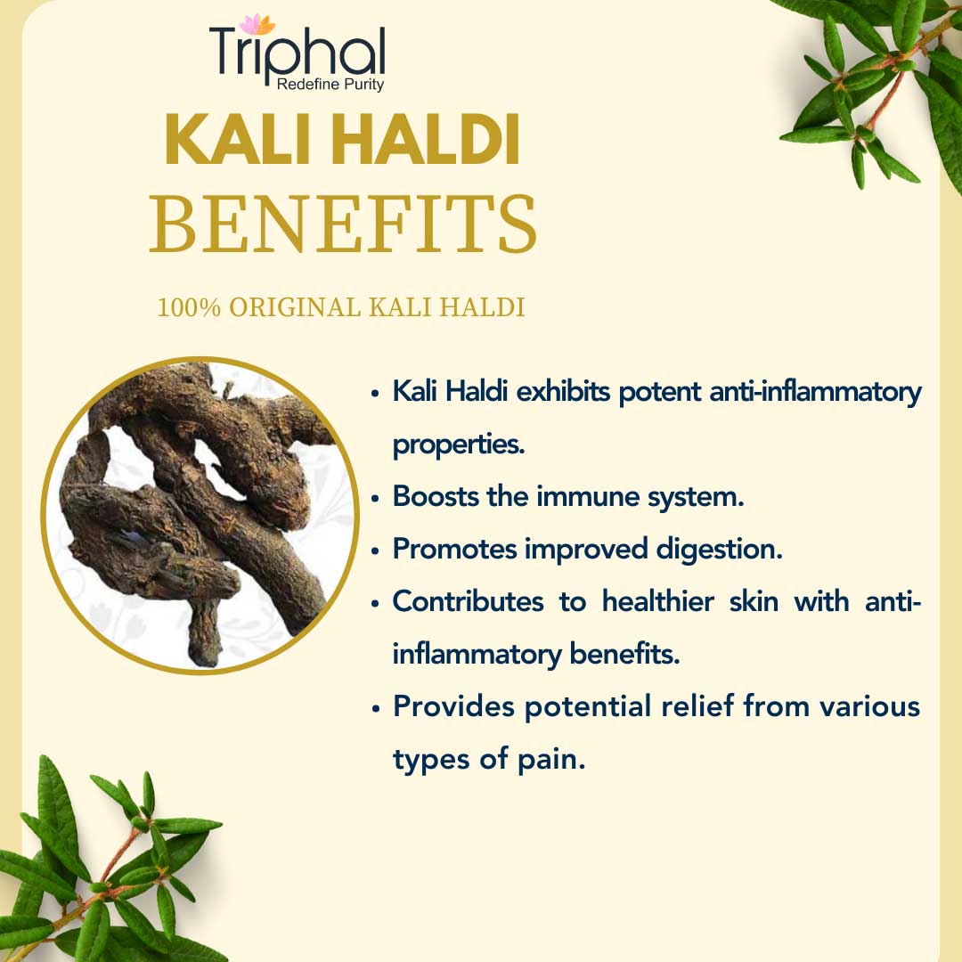 Kali Haldi - Organic Black Turmeric Root for Well-being | Premium Quality | Triphal