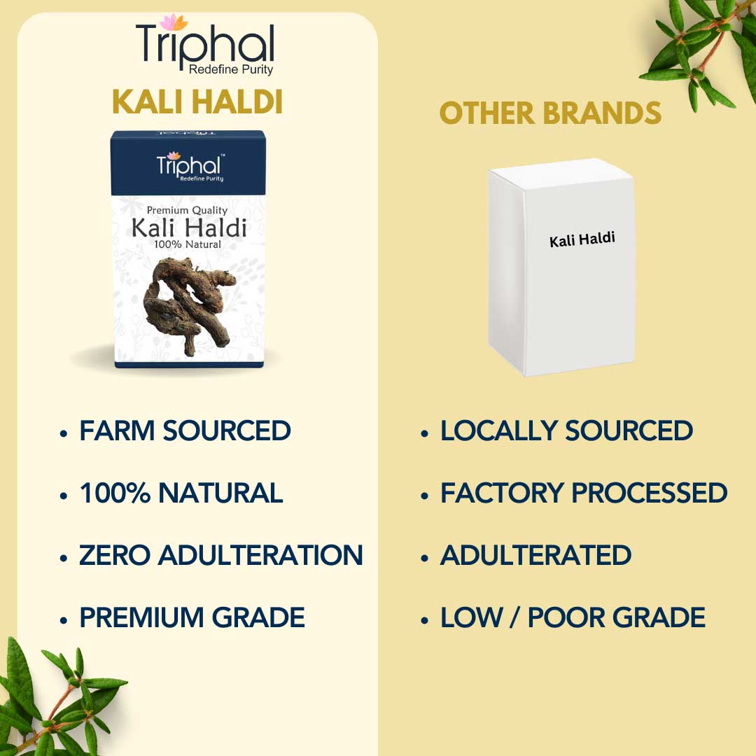 Kali Haldi - Organic Black Turmeric Root for Well-being | Premium Quality | Triphal