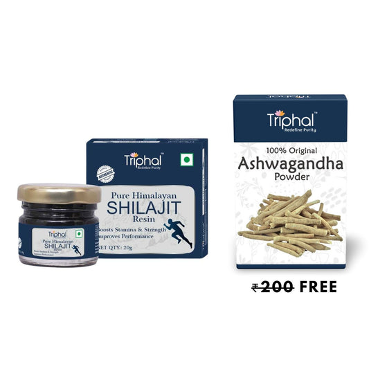 Get Triphal Ashwagandha Powder For FREE with 20g Triphal Shilajit Resin