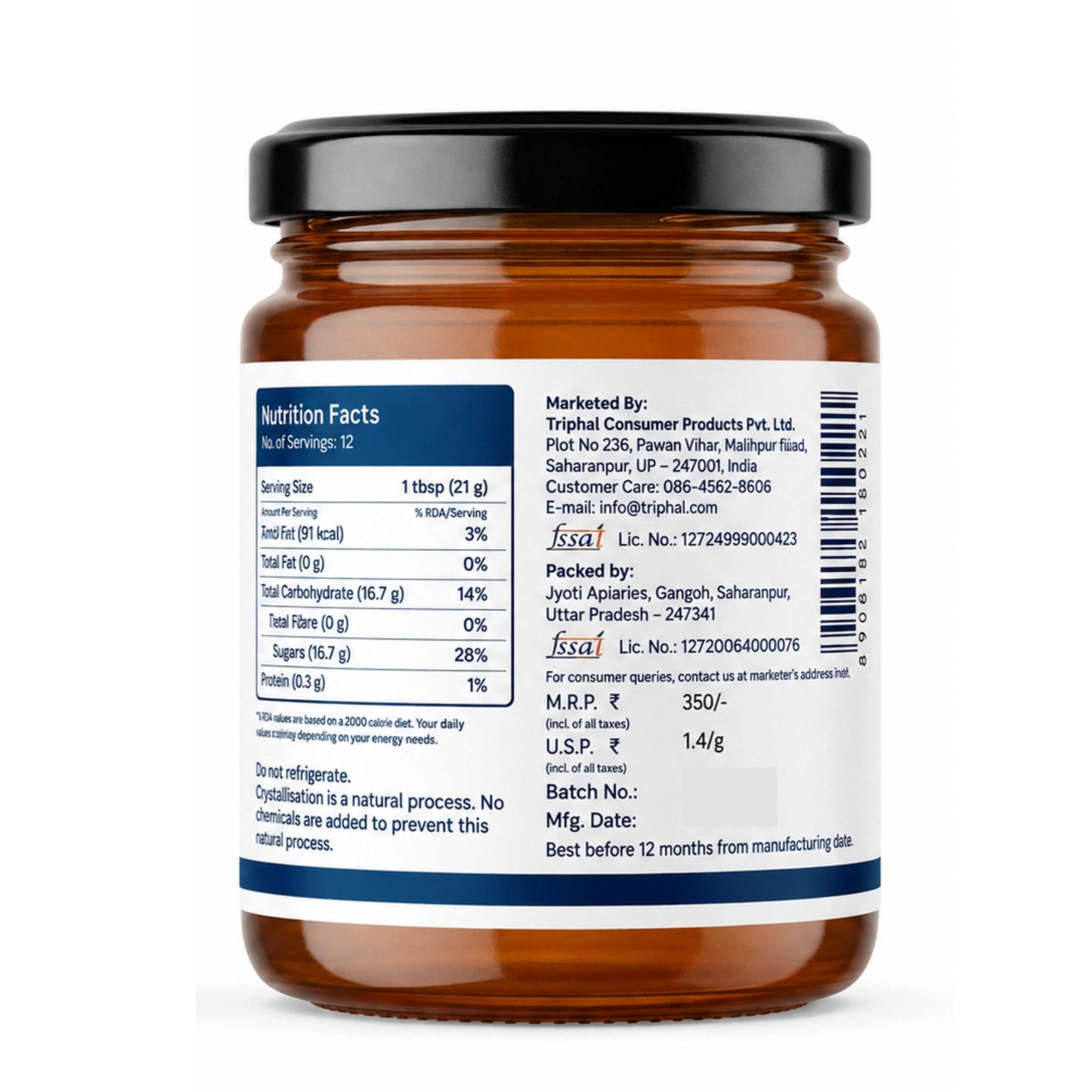 Honey - Raw, Pure and Unflavored, 100% Natural - Triphal