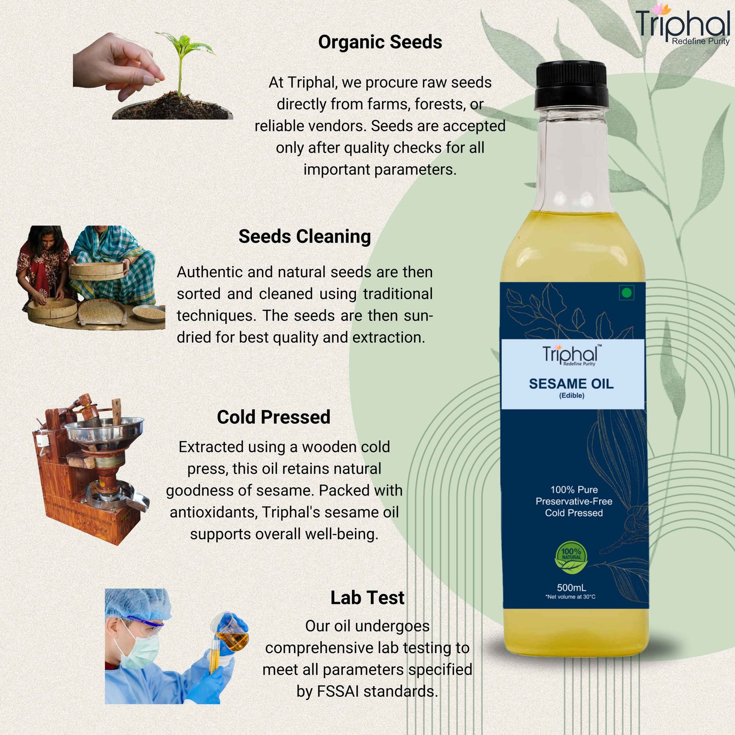 Pure Cold Pressed Sesame Oil | 100% Natural | Edible Til Ka Tel