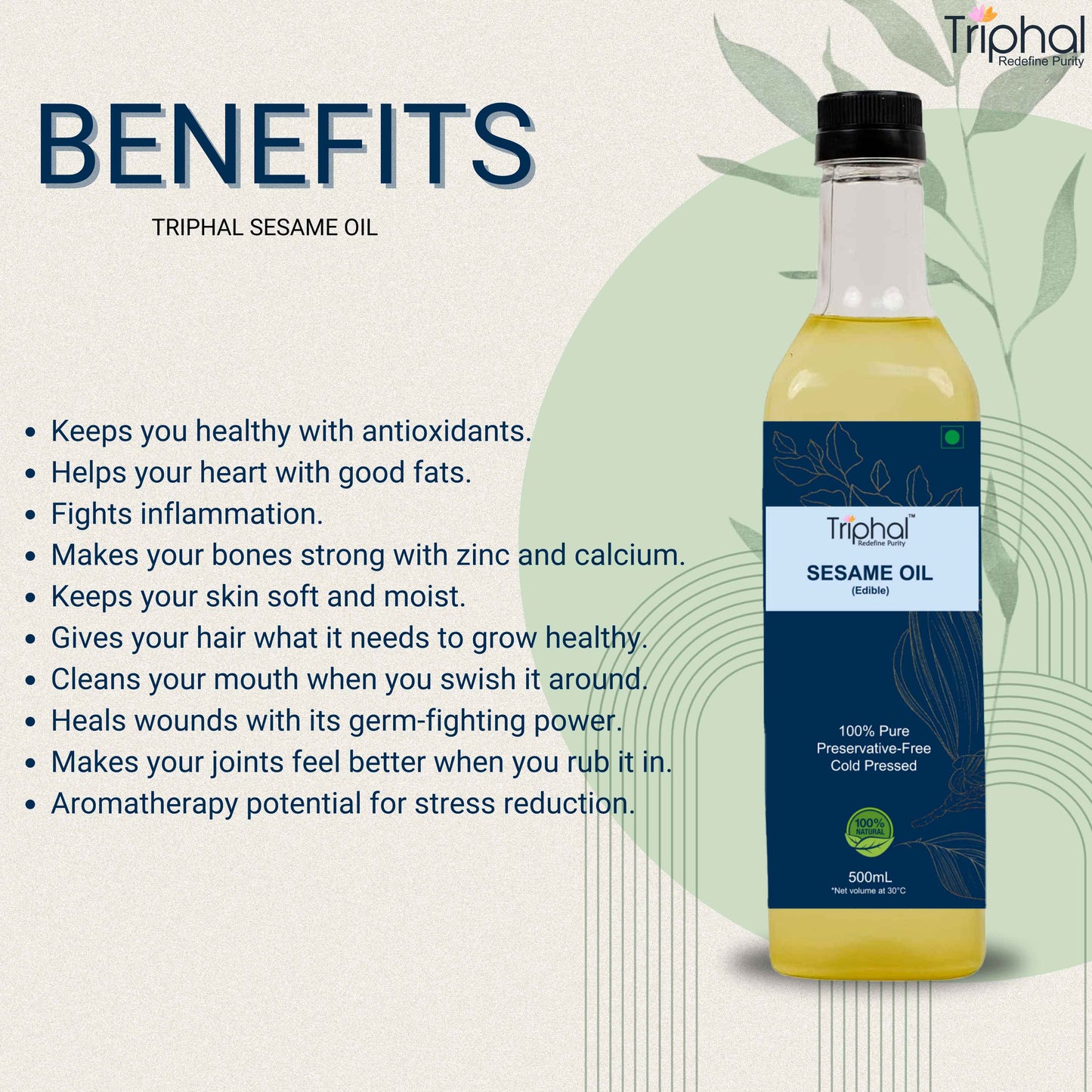 Pure Cold Pressed Sesame Oil | 100% Natural | Edible Til Ka Tel