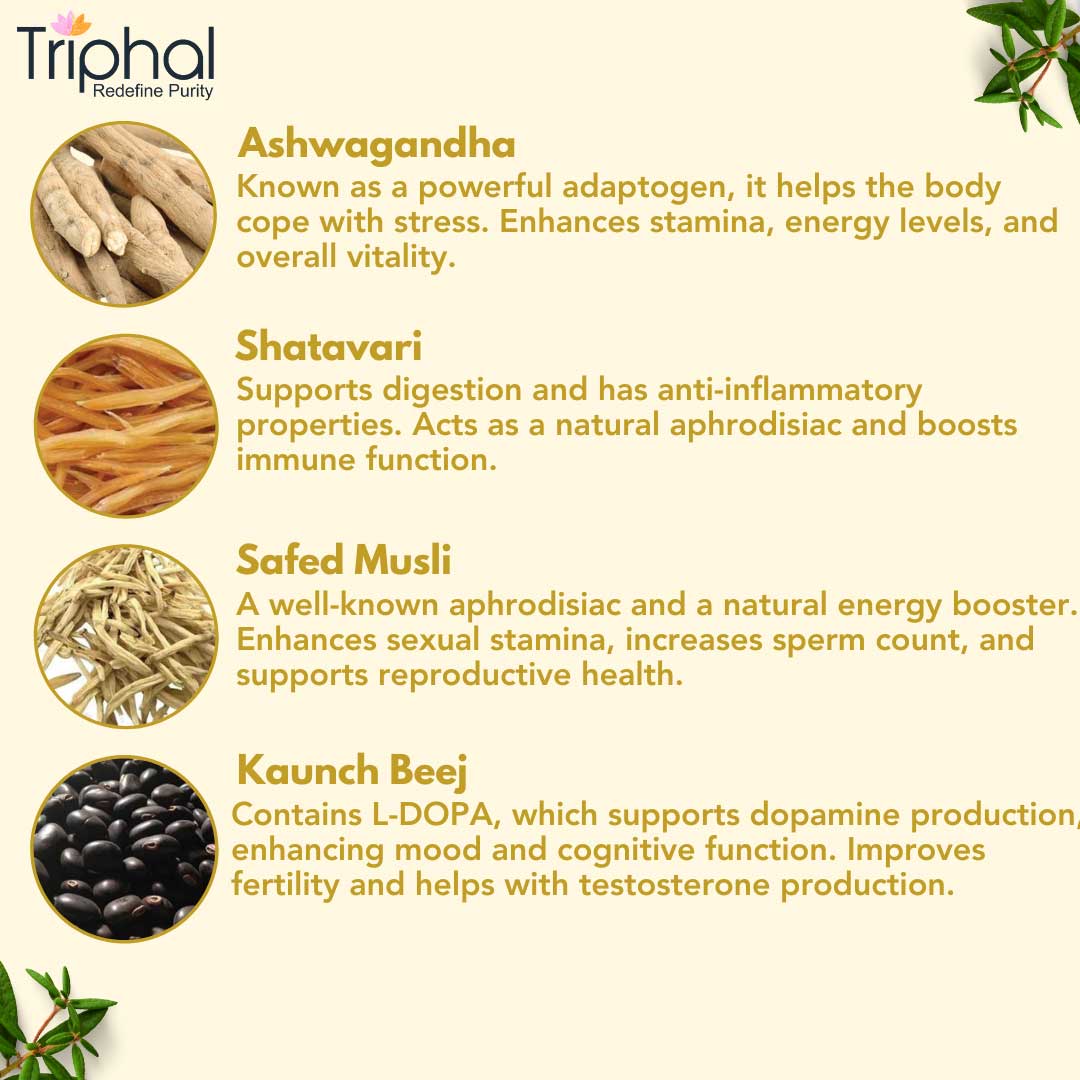 Shakti Plus Combo - Ashwagandha, Shatavari, Safed Musli, Kaunch Beej