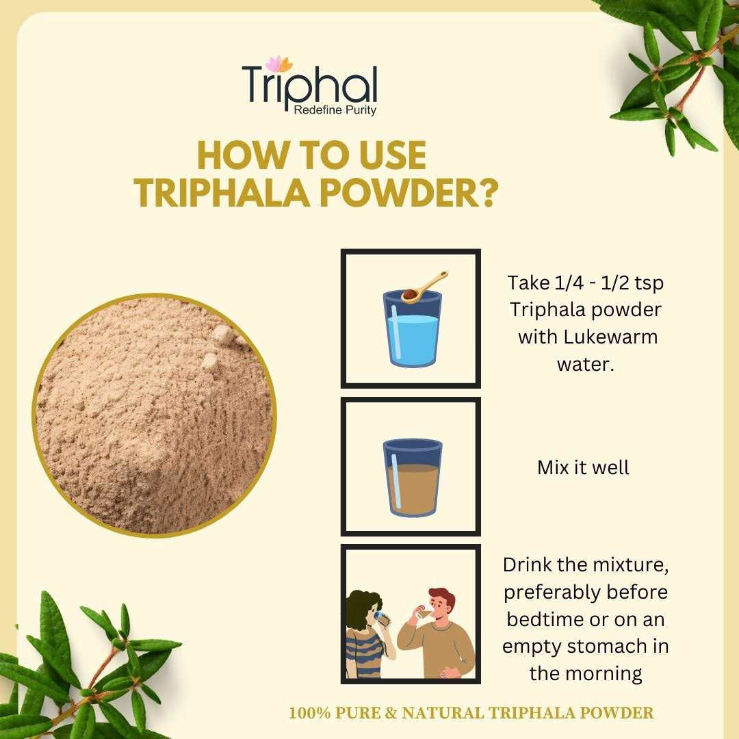 Triphala Powder - Contains Organic Haritaki, Bibhitaki and Amalaki - Natural and Pure - Triphal