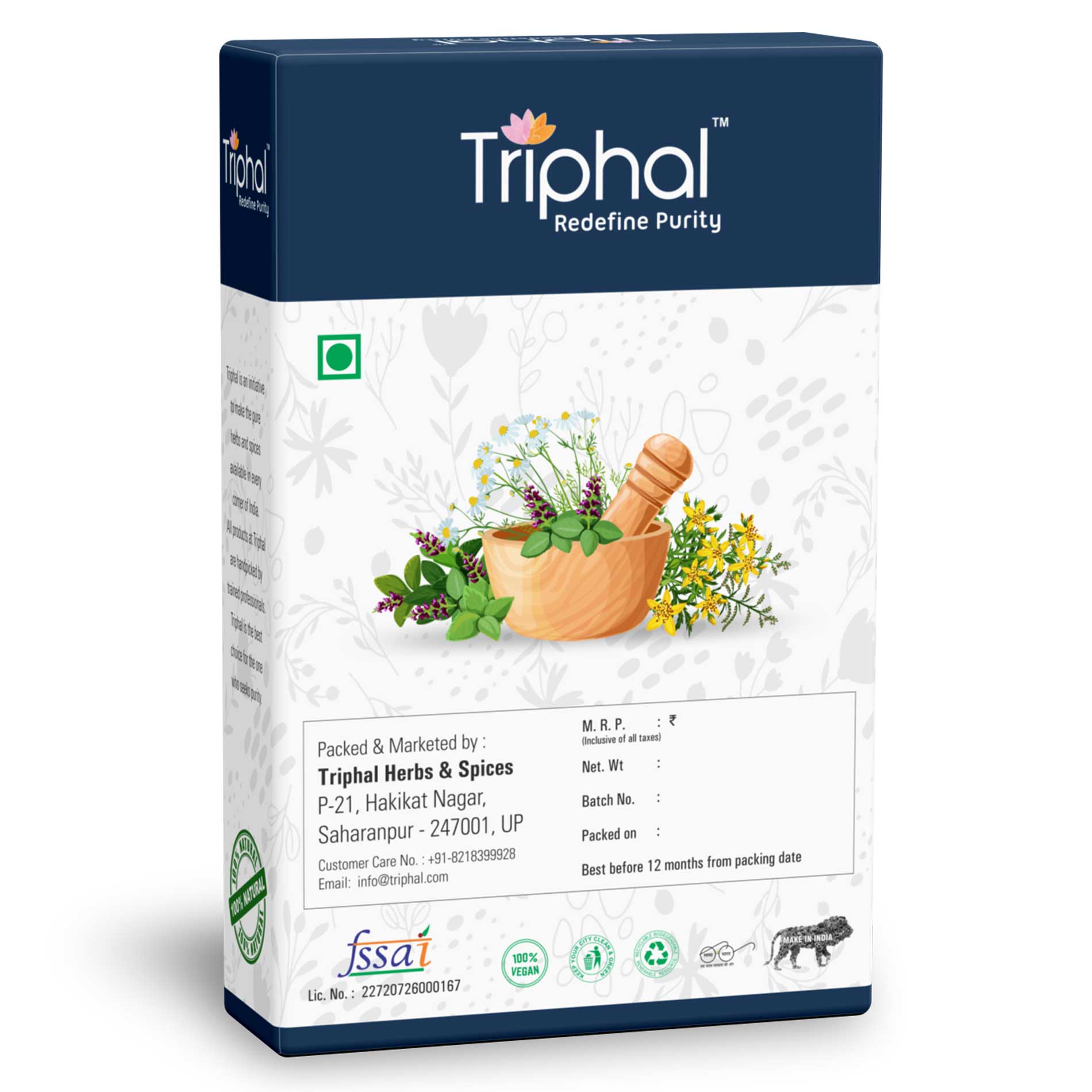 Box of Akarkara Irani Powder - Pellitory Root Powder by Triphal Brand - 100% Pure and Original Aqarqara Powder