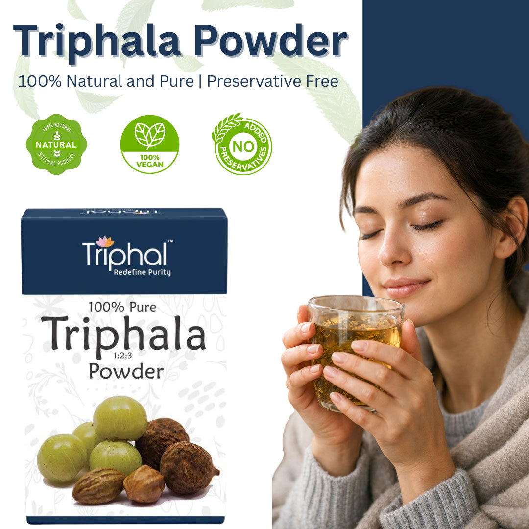 Triphala Powder - Contains Organic Haritaki, Bibhitaki and Amalaki - Natural and Pure - Triphal