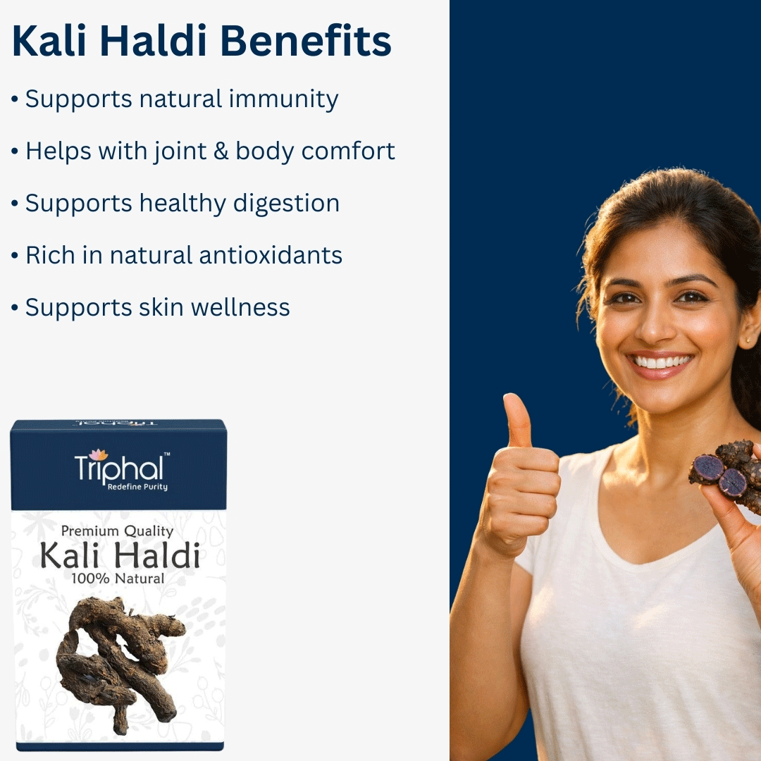 Kali Haldi - Organic Black Turmeric Root for Well-being | Premium Quality | Triphal