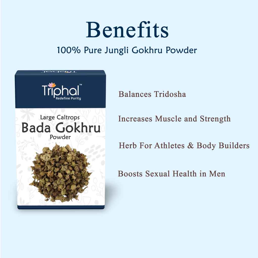 Buy Bada Gokhru Powder - Gokshura Churna | 100% Pure Powder | Triphal