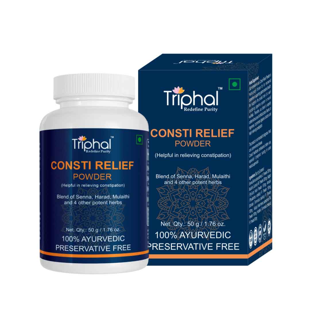 Blend of 7 potent herbs that help in relieving constipation - consti relief powder by Triphal