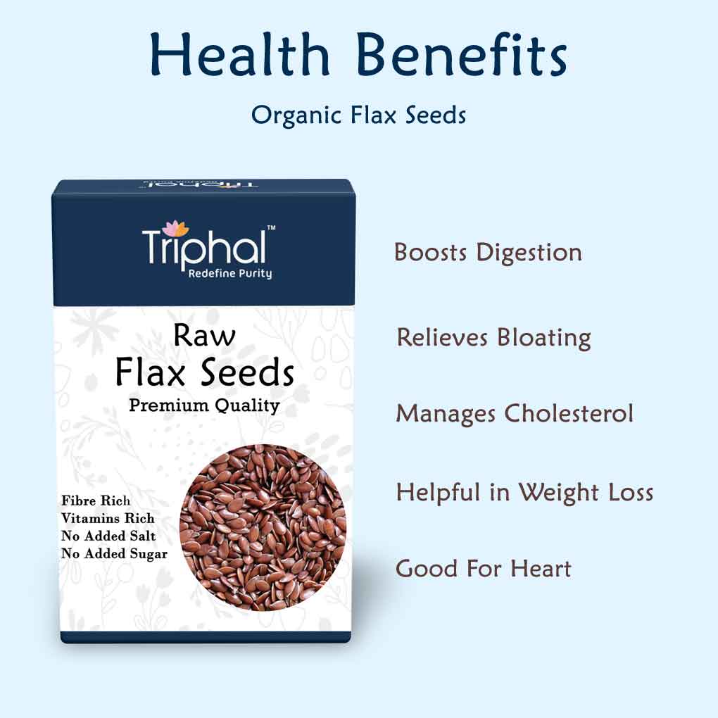 Raw Flax Seeds Superfood with Fiber Omega 3 Fatty Acids and Antioxidants Triphal