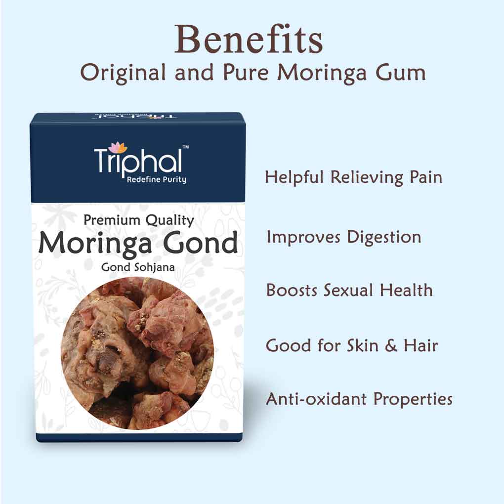 benefits of pure moring gum by a brand name TRIPHAL, India's largest brand for pure herbs, spices and honey