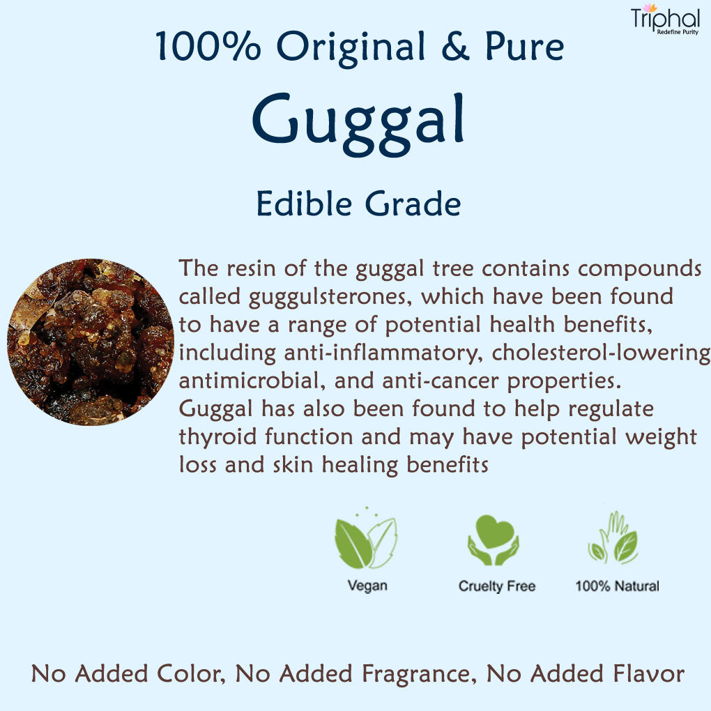 Pure and Original Guggal Resin - Natural Ayurvedic Supplement - Triphal