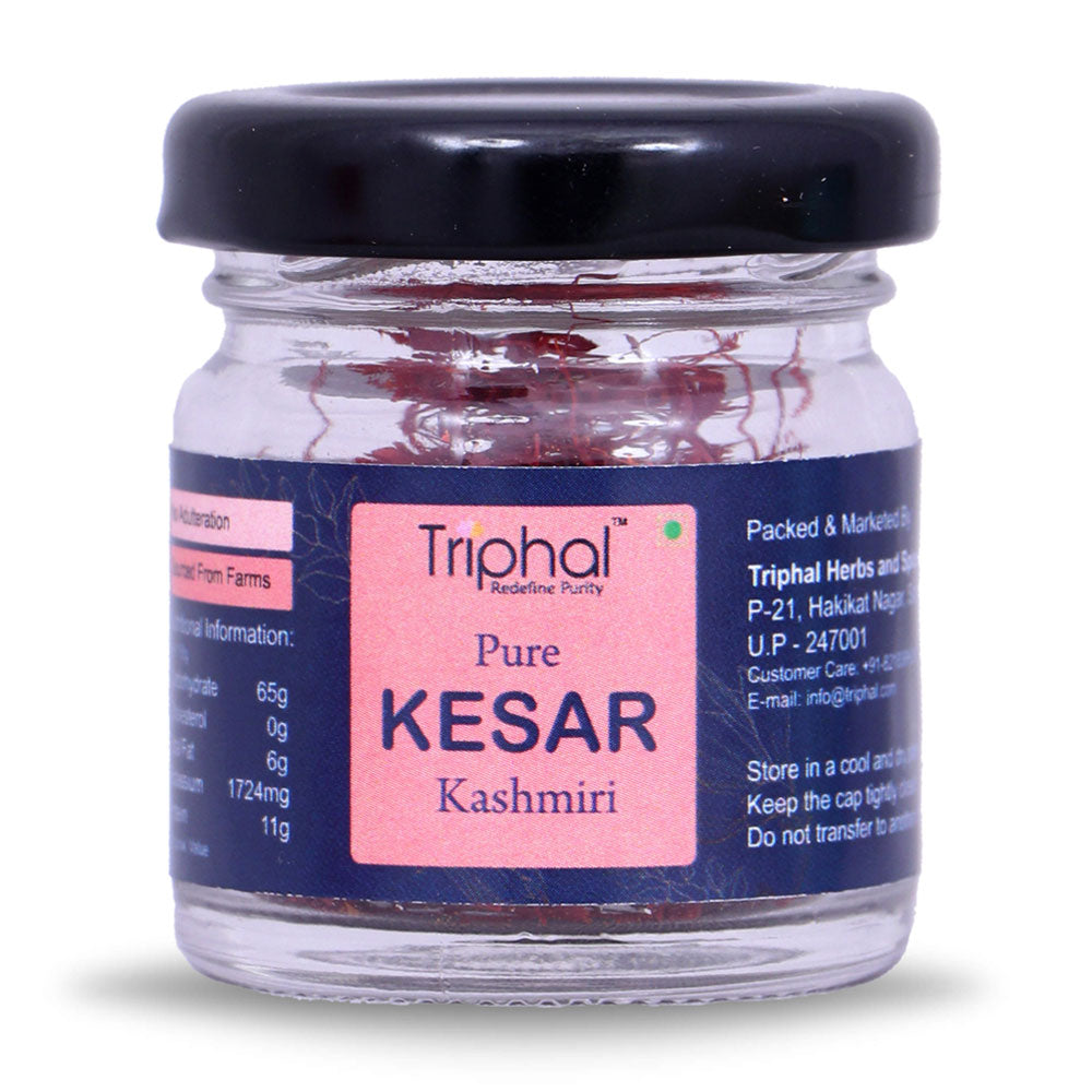 Original Kashmiri Kesar or Saffron by Triphal in a glass jar