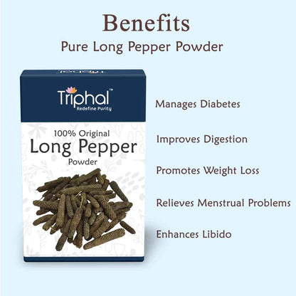 Organic Long Pepper Powder by Triphal - A pure and potent spice with anti-inflammatory and digestive benefits