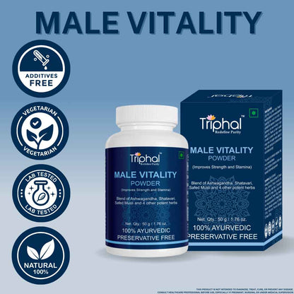 Male Vitality Powder blend of ashwagandha, shatavari, safed musli and 4 other potent herbs adulteration free