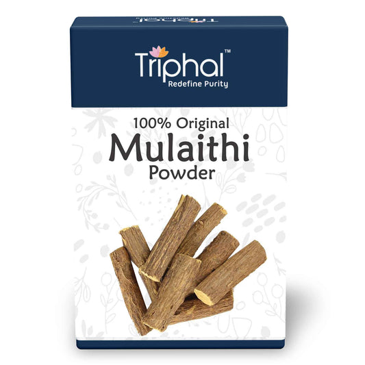 Organic mulaithi powder from Triphal brand, made from dried mulaithi roots.