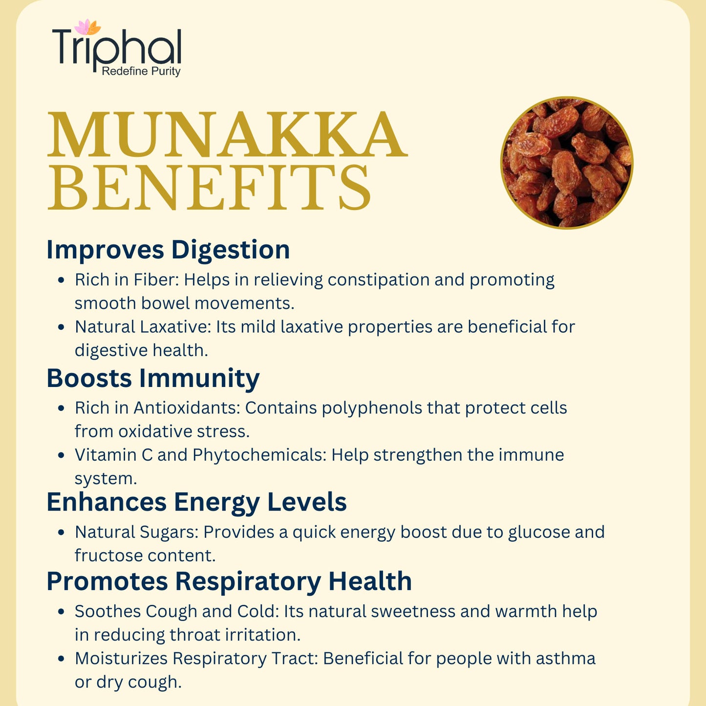 Munakka - Premium Abjosh (Raisins) - Nutritious and Delicious Dry Fruit - Triphal