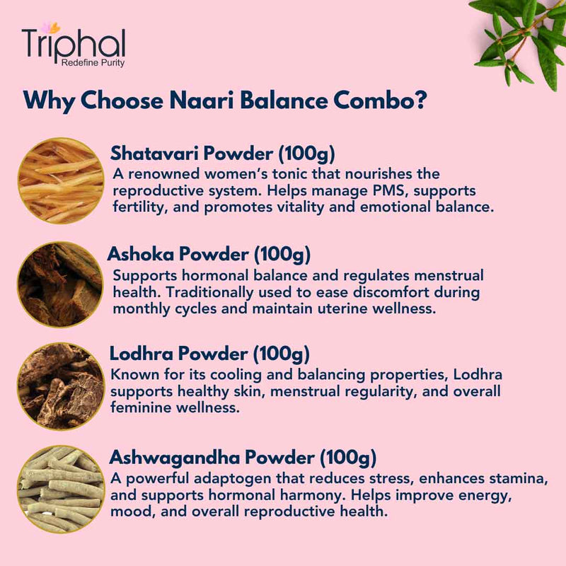 Naari Balance Combo - Shatavari, Ashoka, Lodhra & Ashwagandha