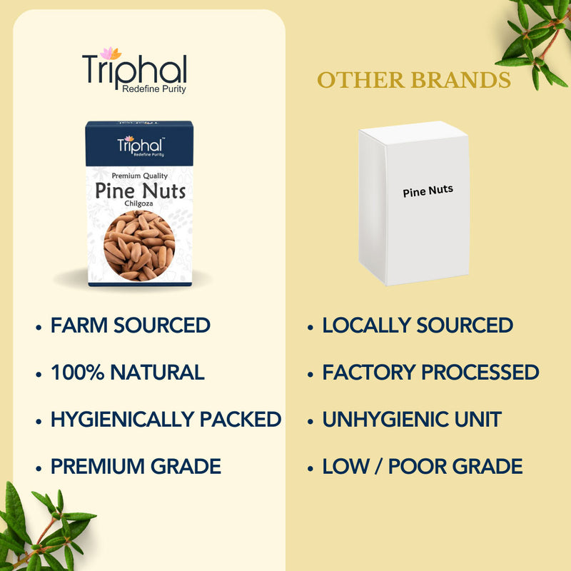 Pine Nuts - Chilgoza | With Shell | Premium Grade | Triphal