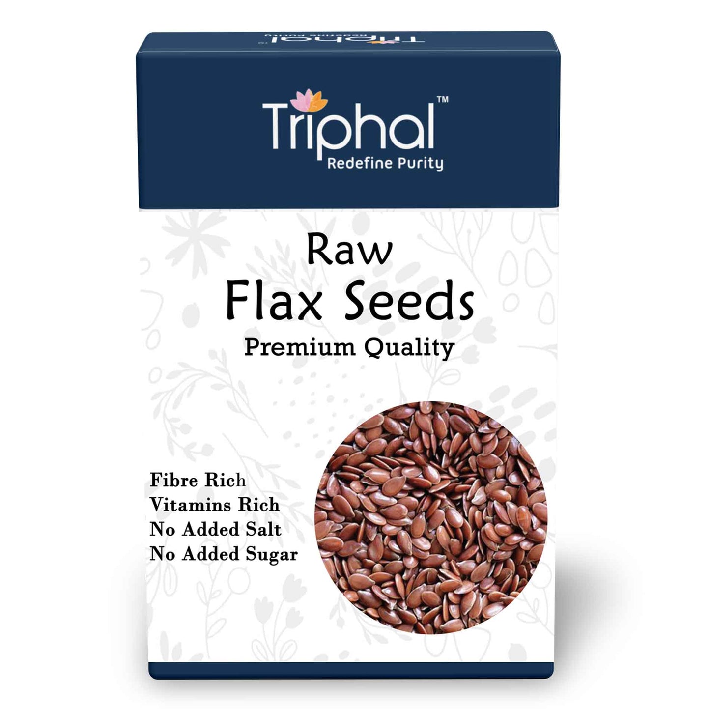 Organic raw flax seeds by Triphal, packed with fiber, omega-3 fatty acids, and antioxidants