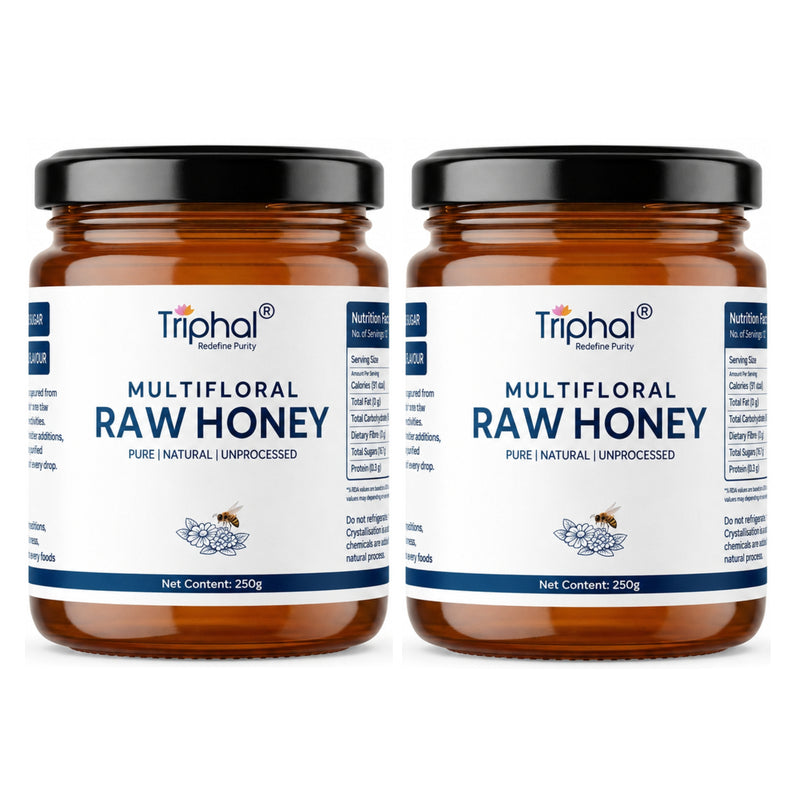 Honey (250g x 2) - Raw, Pure and Unflavored, 100% Natural - Triphal