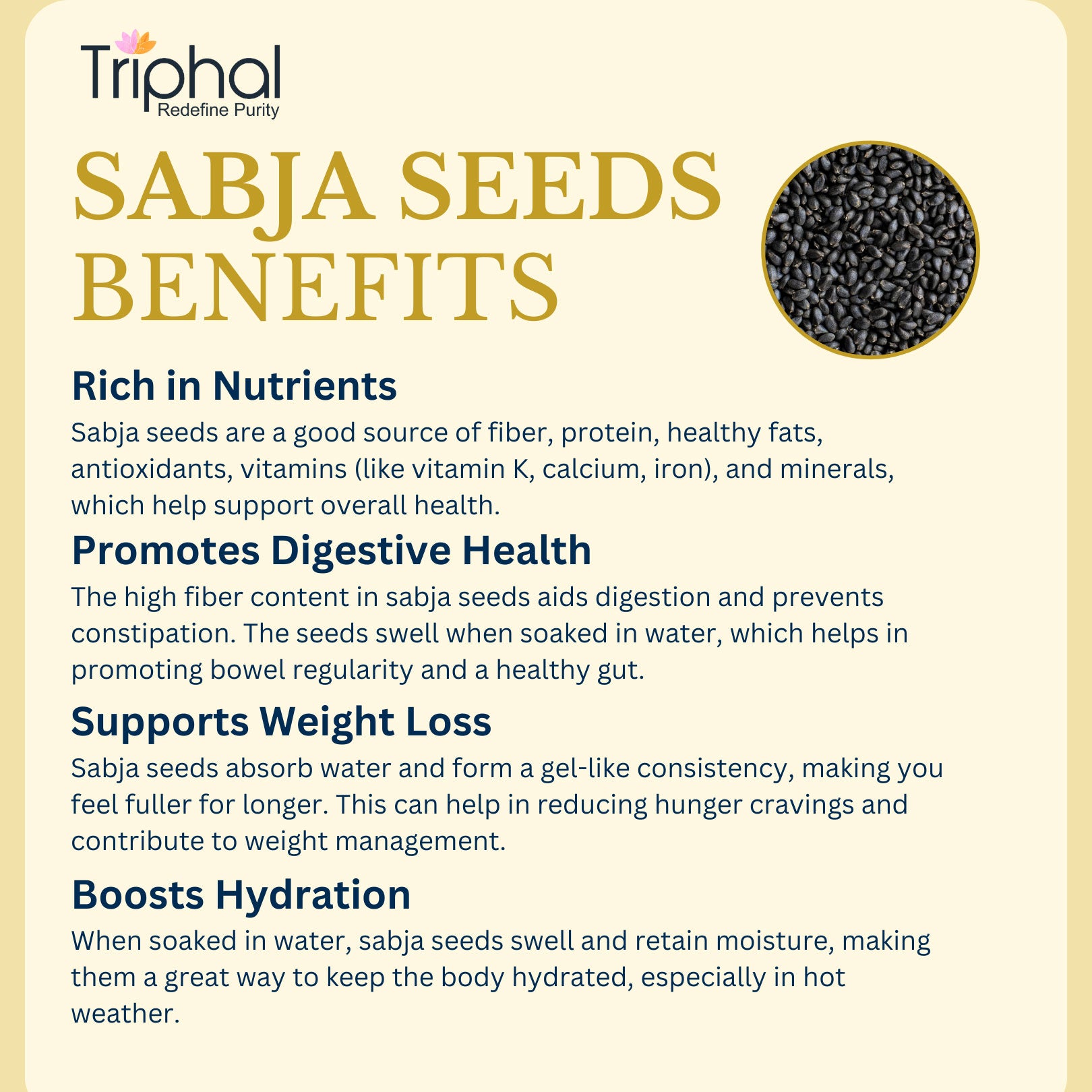 Sabja Seeds - Basil Seeds | Edible Grade | Clean and Sorted – Triphal