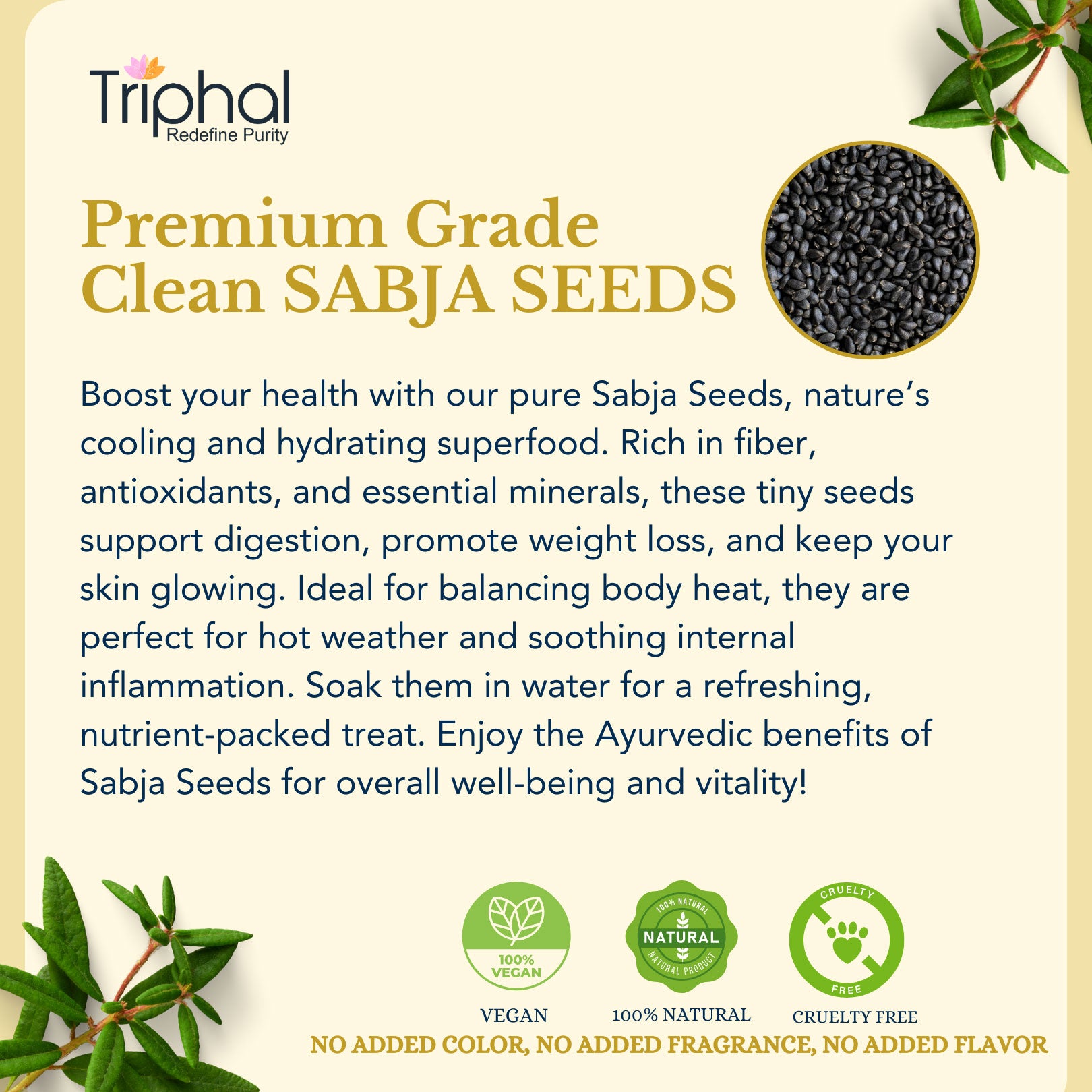 Sabja Seeds - Basil Seeds | Edible Grade | Clean and Sorted – Triphal