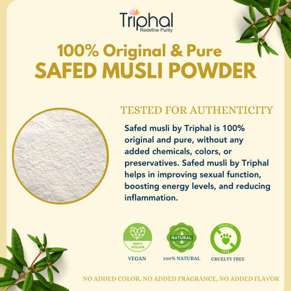 Safed Musli Powder - 100% Pure and Natural - Triphal