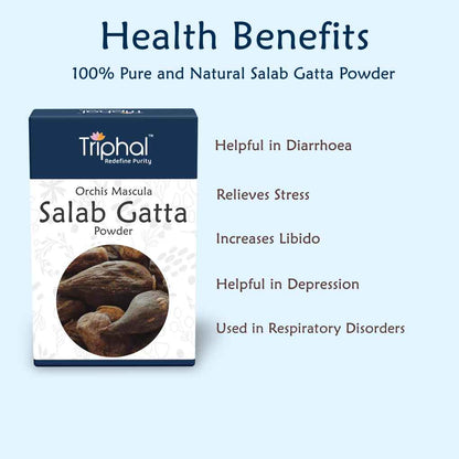 Salab Gatta Powder - Salam Gattha  Churn - Orchis Mascula | Pure & Natural Powder by Triphal