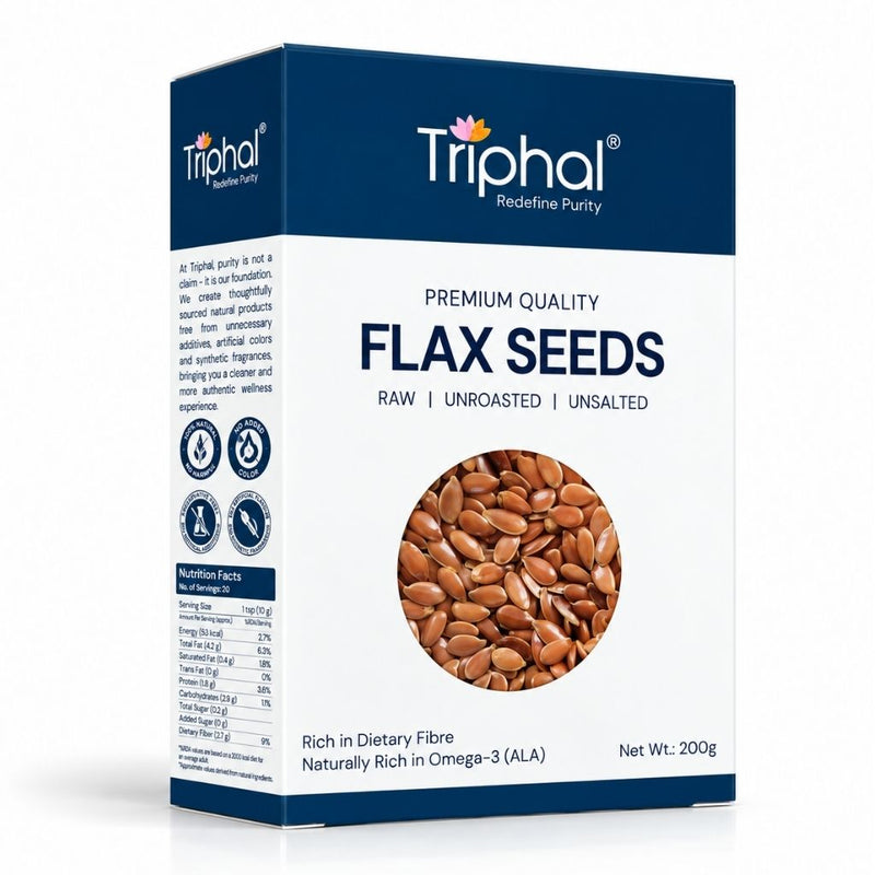Triphal Flax Seeds naturally rich in nutrients, fibre, and plant-based Omega-3.