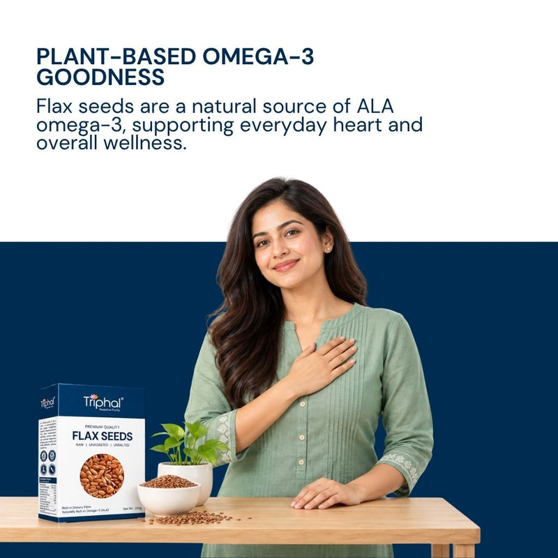 Plant-based Omega-3 goodness supporting everyday wellness with naturally sourced flax seeds.