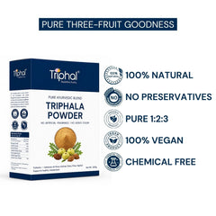 Triphal Triphala Powder 200g — pure Ayurvedic blend, vegan, no additives, balances all three doshas