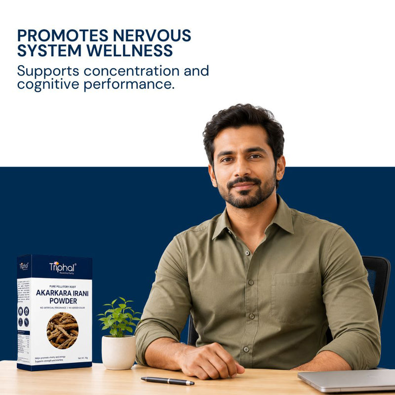 Triphal Akarkara Irani Powder for natural nervous system health and brain wellness
