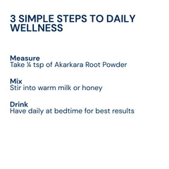 Triphal Akarkara Irani Powder — quarter tsp in warm milk or honey daily at bedtime