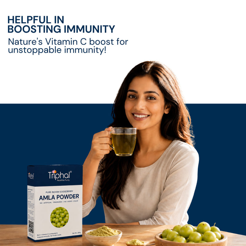 Triphal Organic Amla Powder for immunity support, rich in natural vitamin C