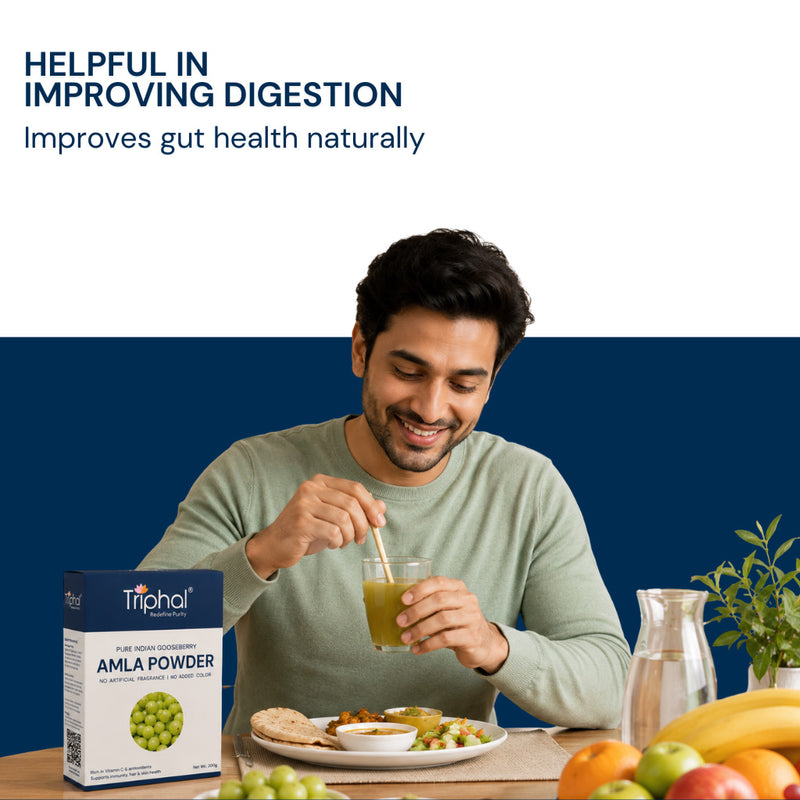 Triphal Organic Amla Powder for digestion and gut health