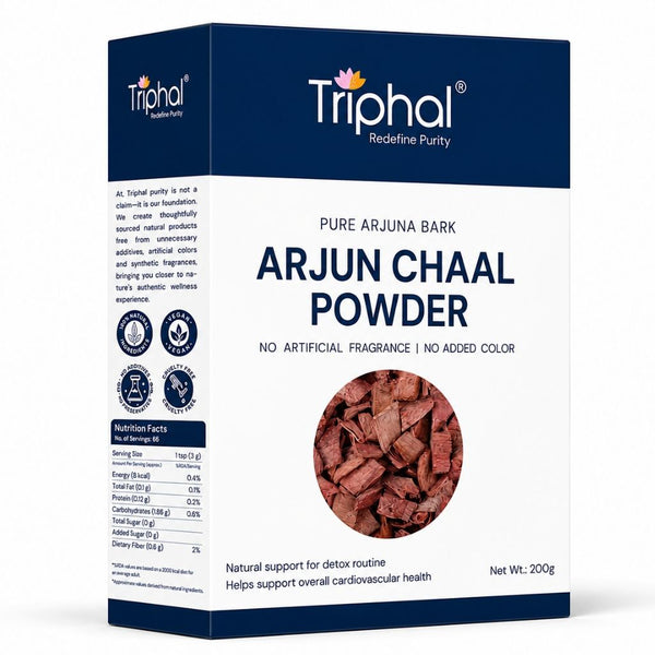 Triphal Arjun Chaal Powder 200g — pure Terminalia arjuna bark powder for heart health