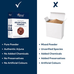 Triphal Arjun Chaal Powder vs ordinary brands — pure powder, authentic Arjuna, no chemicals, no preservatives, no artificial colours