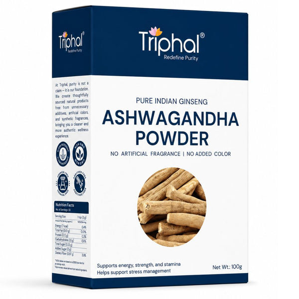 Triphal Ashwagandha Powder 100g — pure Ayurvedic herb for stress and daily wellness