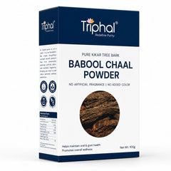 Triphal Babool Chaal Powder 100g — pure Acacia arabica bark for natural oral health, gum wellness, and daily Ayurvedic wellness