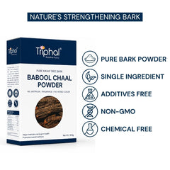 Triphal Babool Chaal Powder — pure single-ingredient bark powder, non-GMO, chemical free and additives free