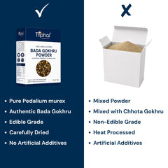 Triphal Bada Gokhru Powder vs ordinary brands — pure Pedalium murex, no fillers, zero adulteration