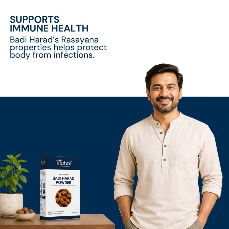 Triphal Badi Harad Powder supporting the body's natural immune defenses daily