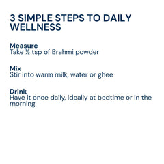 3 simple steps to daily wellness with Triphal Brahmi Powder — measure, mix, drink