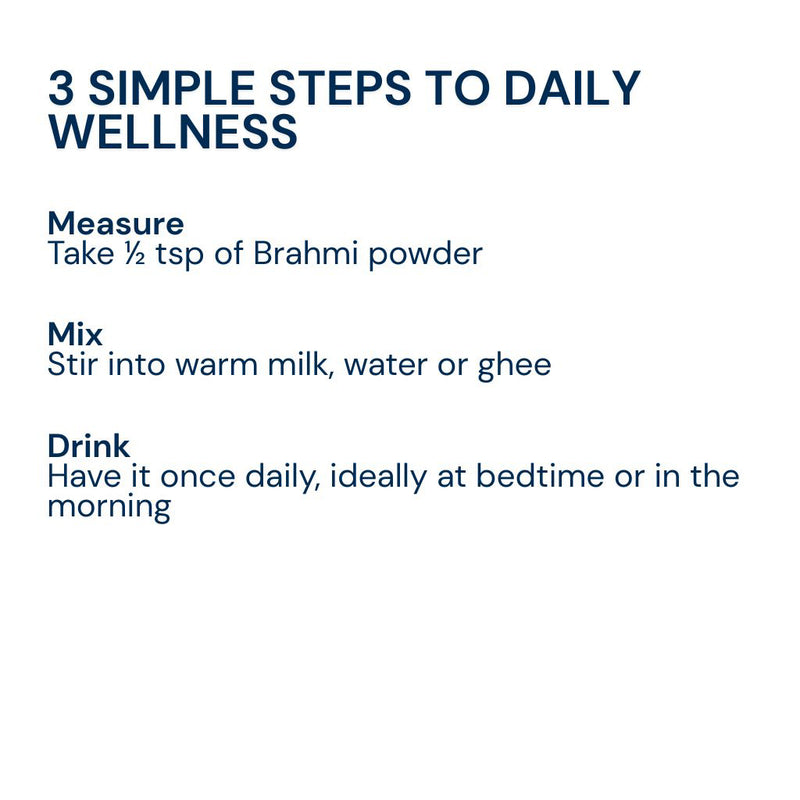 3 simple steps to daily wellness with Triphal Brahmi Powder — measure, mix, drink