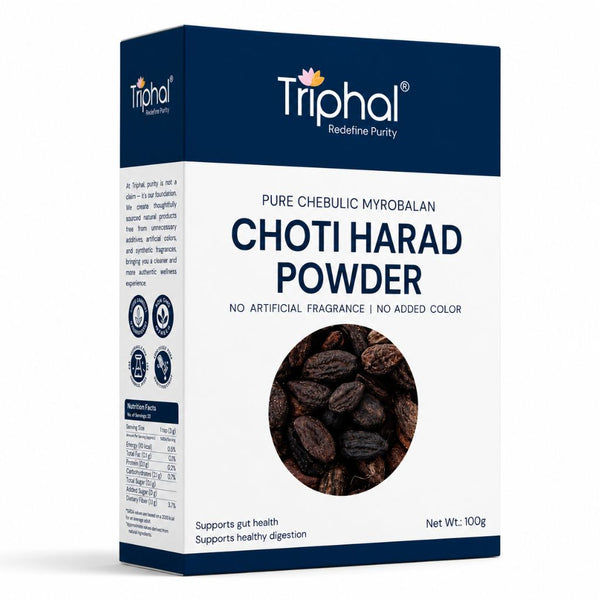 Triphal Choti Harad Powder 100g — pure Small Haritaki for natural digestion and detox wellness